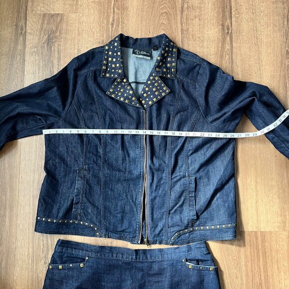 Catherine's Denim Studded Jacket Tulip Skirt Suit Sz 2X - Picture 9 of 15
